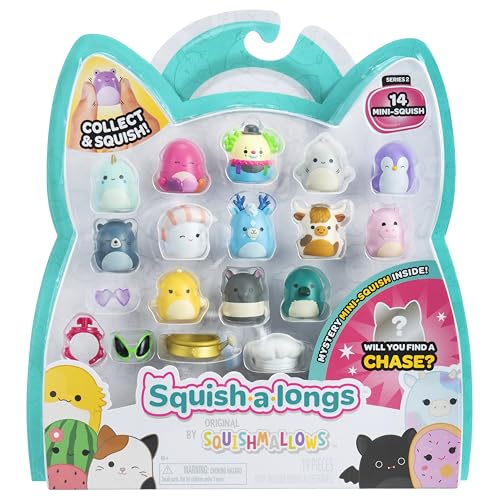 Squish-A-Longs Confezione Da 14 - Serie 1, Wave 2 - (14) Mini-Squish Da 2,5 Cm Con (4) Accessori, (1) Attacco Ad Anello E (1) Guida Per Collezionisti