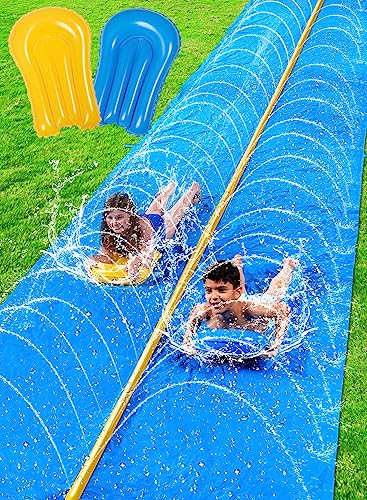 Sloosh Scivolo D'Acqua Gigante 914,4 X 182,8 Cm, Scivolo Per Prato Resistente Con Irrigatore Integrato E 2 Tavole Gonfiabili Per Scivolare, Feste Esti