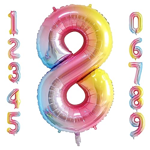 Oboteny Palloncini Compleanni 8 Anni 101 Cm - Palloncino Numero 8, Palloncini Elio, Compleanni E Decorazioni Per Pendenza, Numeri Gonfiabili Compleann