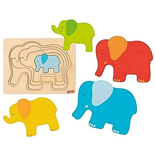 Goki- Elefante, Puzzle, Colore (Multicolore), 57450
