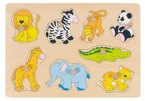 Goki - 57874 - Con Built-In Legno Puzzle - Gli Animali Del Giardino Zoologico