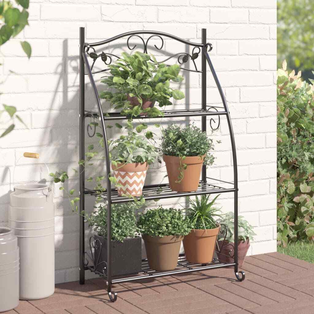 Étagère à fleurs Noir 56x30x96 cm Acier support de plantes vidaXL