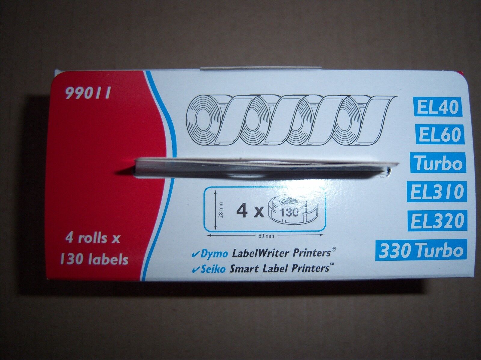 Etiquettes ref 9901 28mmx89MM pour DYMO contient 4 x 130 couleurs assorties