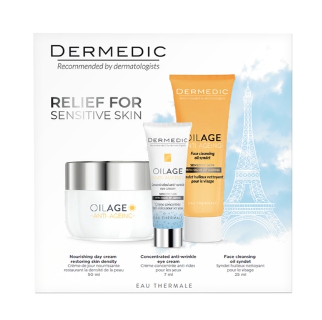 Dermedic Oilage Set: Crema Giorno + Detergente Viso Syndet + Crema Occhi