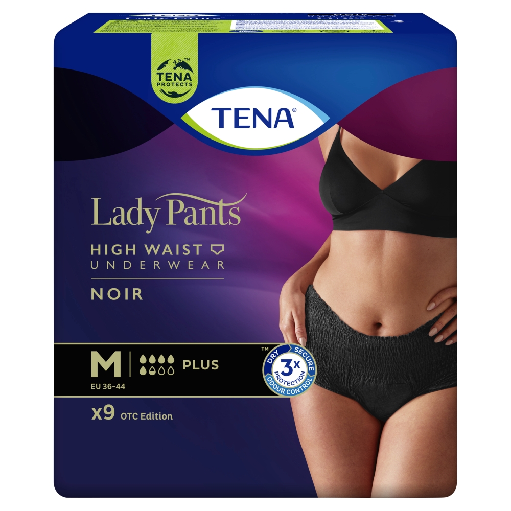 Tena Lady Pants Plus Mutandine assorbenti per donna, Colore Noir, Taglia M