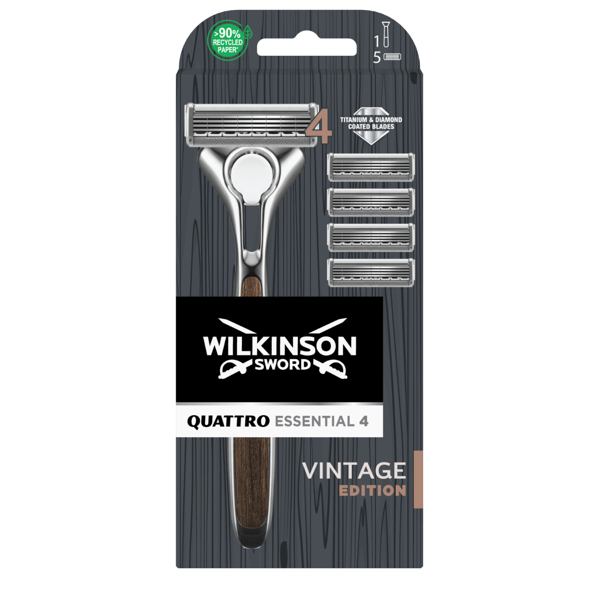 Wilkinson Quattro Titanium Vintage Rasoio + 4 Ricariche