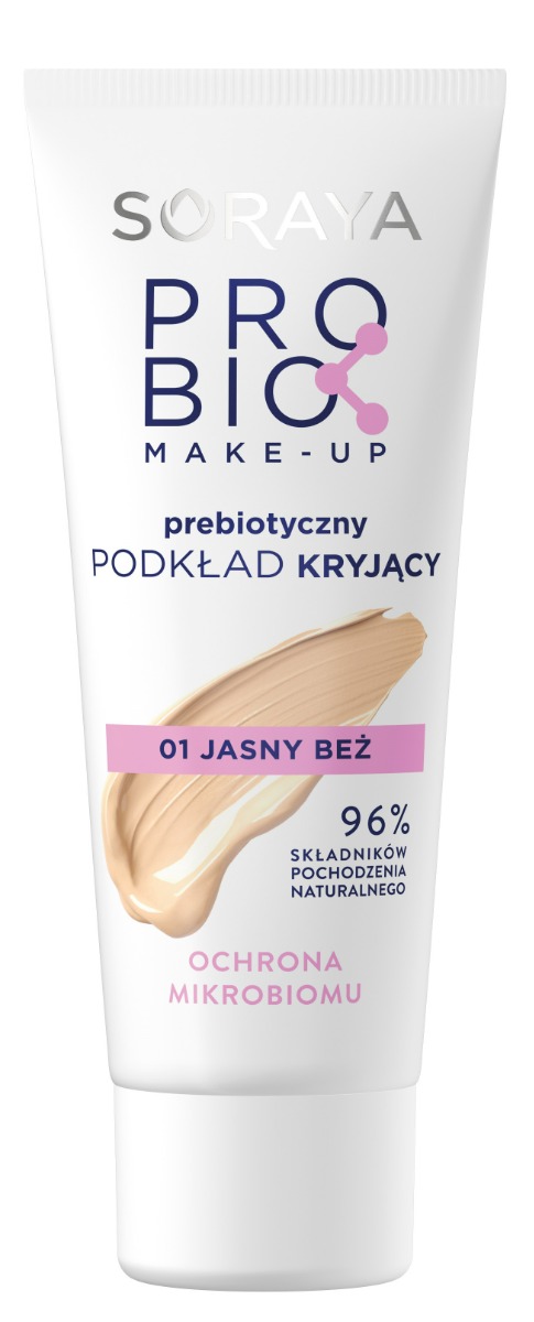 Soraya ProBIO Make-Up Fondotinta Prebiotico Coprente 01 Beige Chiaro 30 ml Jasny beż