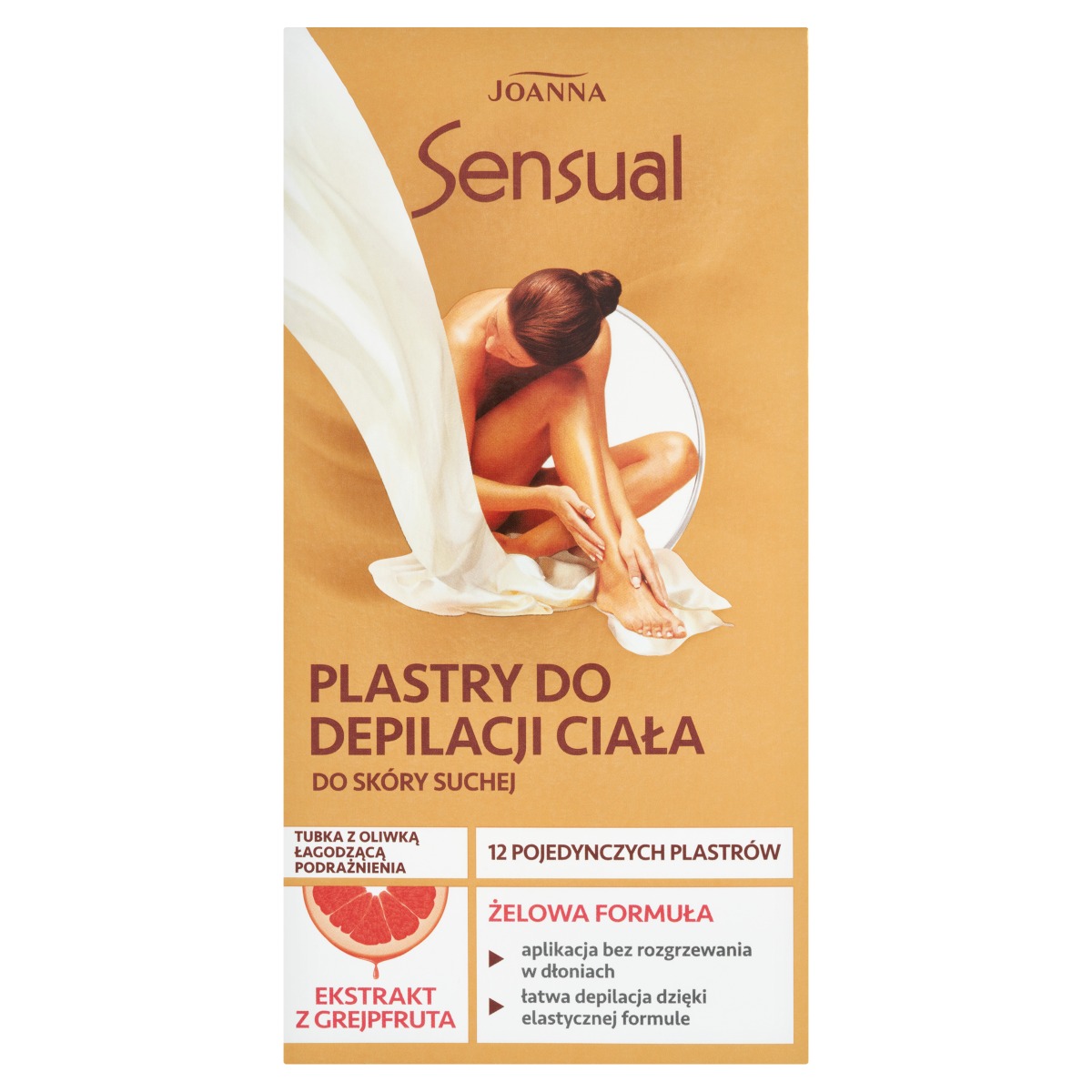 Joanna Sensual Strisce Depilatorie Gel per Corpo, Pompelmo 12 pz