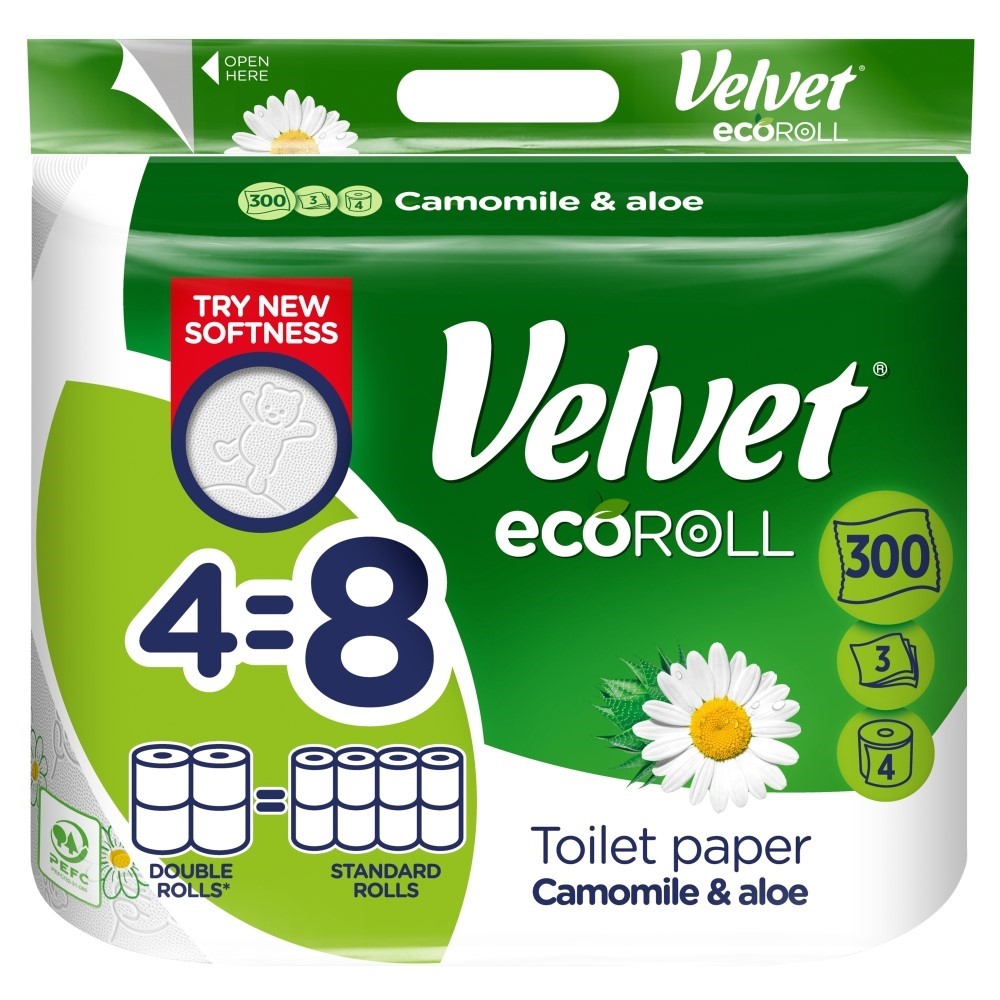 Velvet ecoRoll Camomile & Aloe Carta Igienica