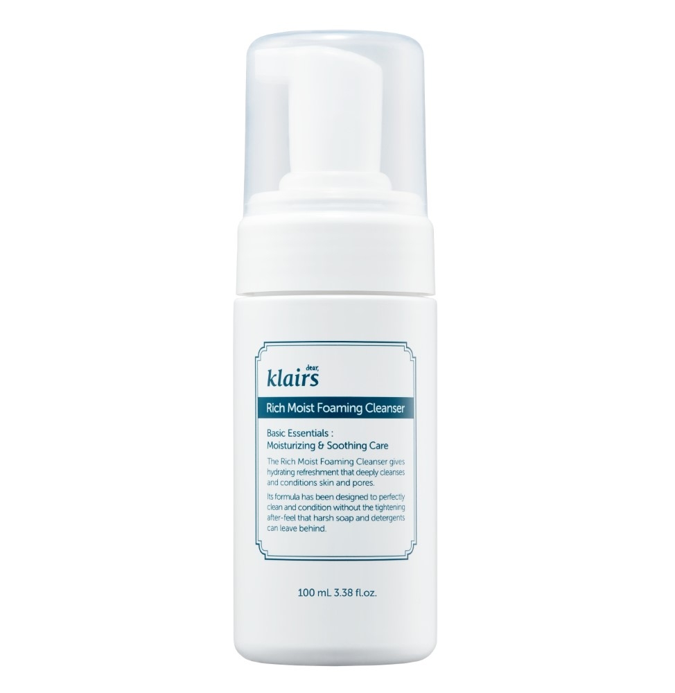 Dear Klairs Rich Moist Foaming Cleanser - Schiuma Detergente Idratante per il Viso 100 ml