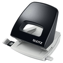 Perforatore a 2 fori con guida Leitz Metal rim 5005 nero