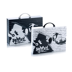 Valigetta in PPL Favorit con stampa Favorit Black&White soggetti asso