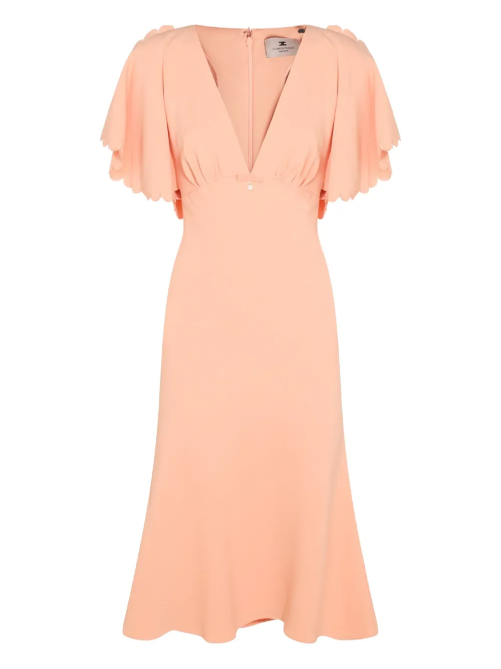 Elisabetta Franchi scalloped-sleeve midi dress - Arancione