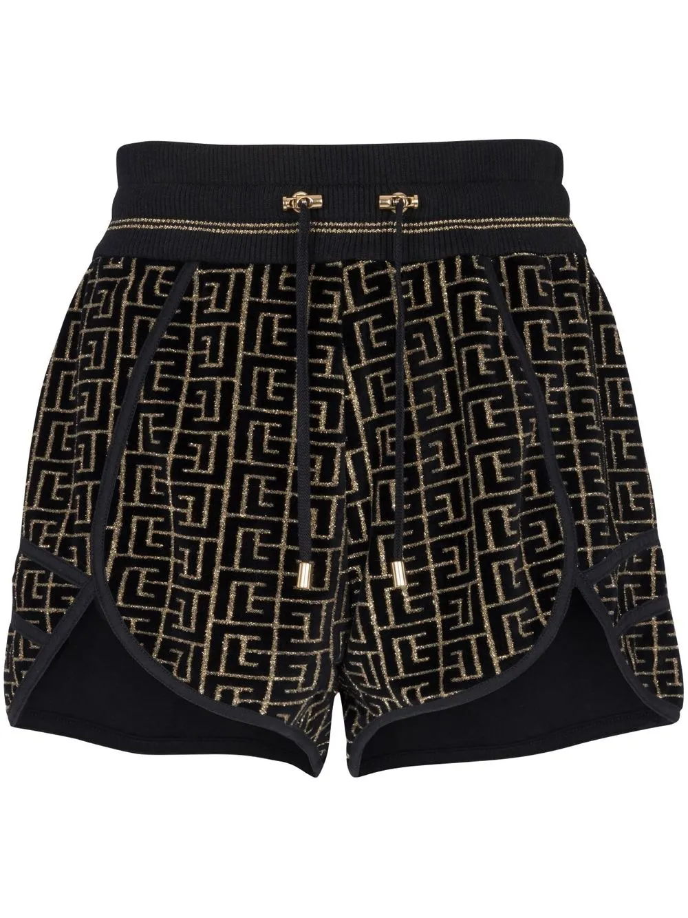 Balmain Shorts da corsa con monogramma - Nero