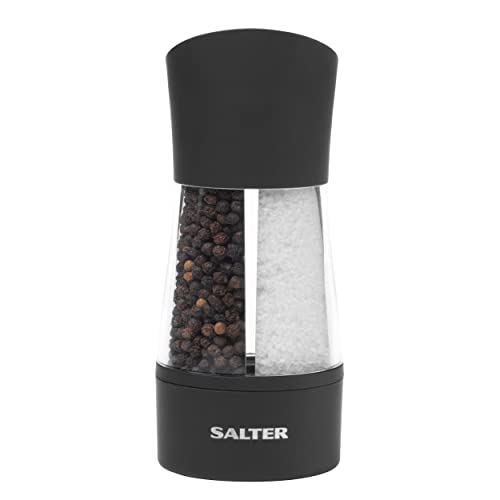 Salter 7612 Bkxraup - Macina Sale E Pepe Meccanico Doppio Con Design Compatto 2 In 1, Regolabile Per Macinatura Fine E Grossolana, Meccanismo In Ceram