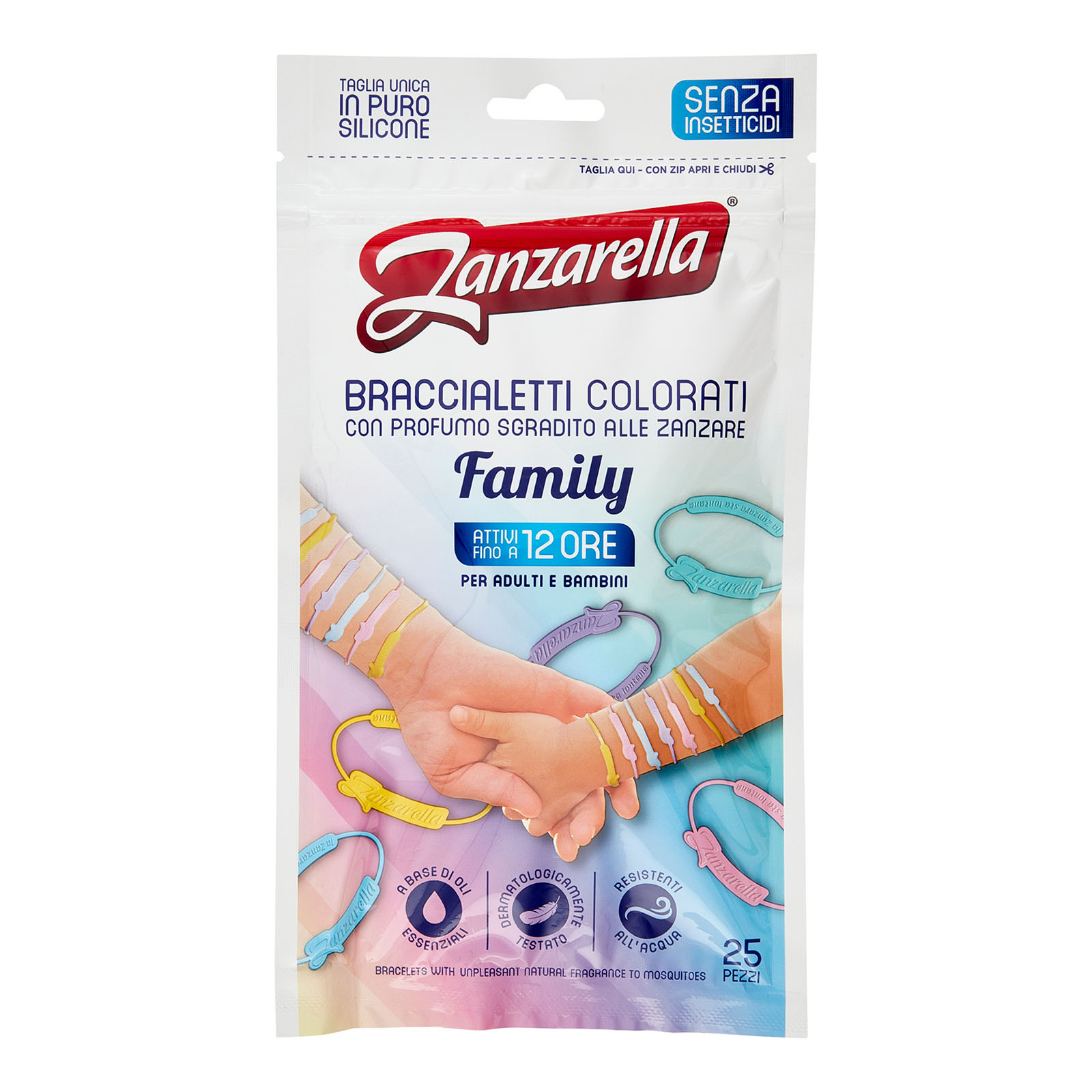 Braccialetti Colorati Con Profumo Sgradito Alle Zanzare Family 25 Pz