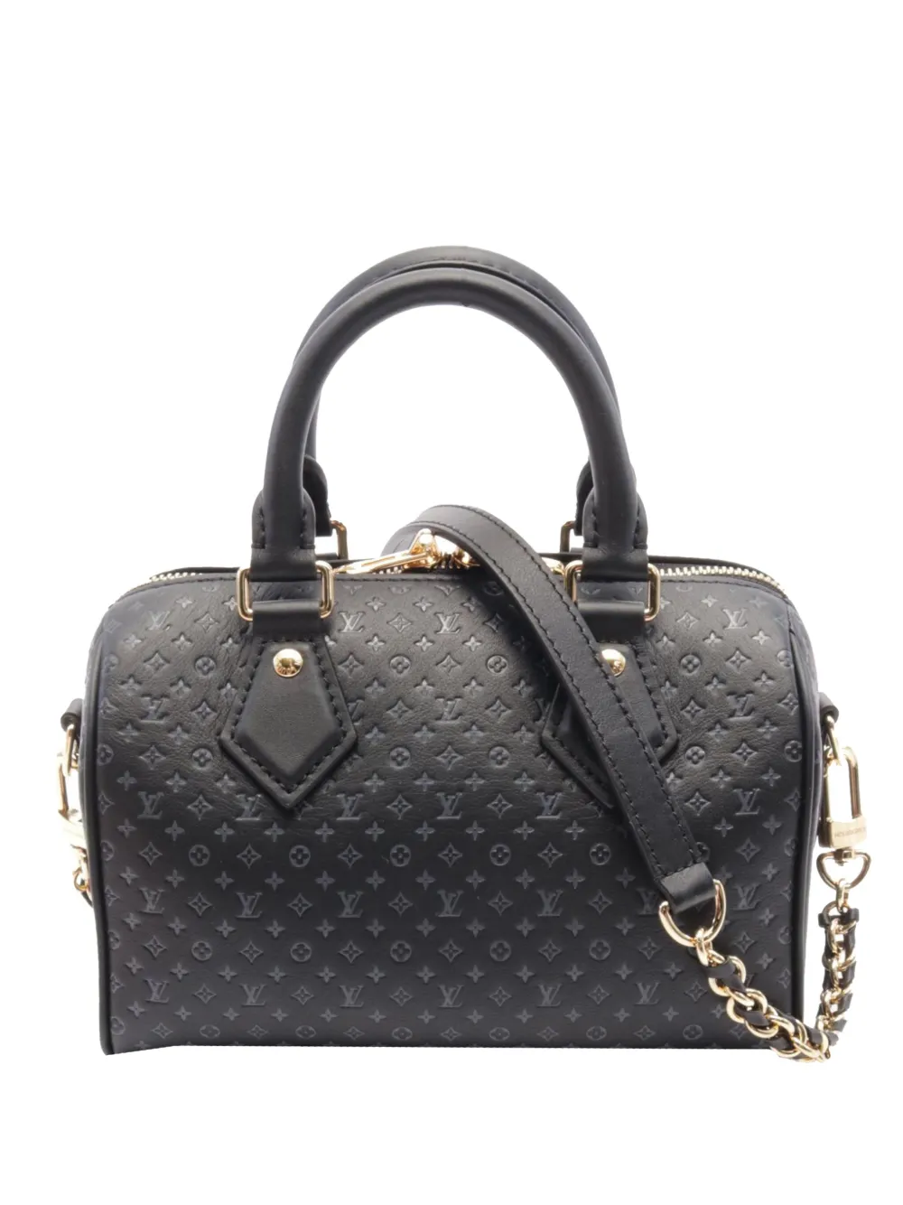 Louis Vuitton Pre-Owned 2021-2024 Embossed Calfskin Nanogram Speedy Bandouliere 25 satchel - Nero