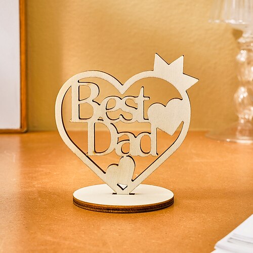 Decorazione a forma di corona a forma di cuore in legno per la festa del papà e della mamma, ornamento con lettera ritagliata per il miglior papà e la