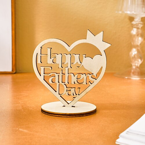 Decorazione a forma di corona a forma di cuore in legno per la festa del papà e della mamma, ornamento con lettera ritagliata per il miglior papà e la