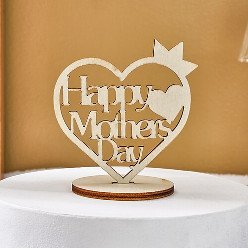 Decorazione a forma di corona a forma di cuore in legno per la festa del papà e della mamma, ornamento con lettera ritagliata per il miglior papà e la