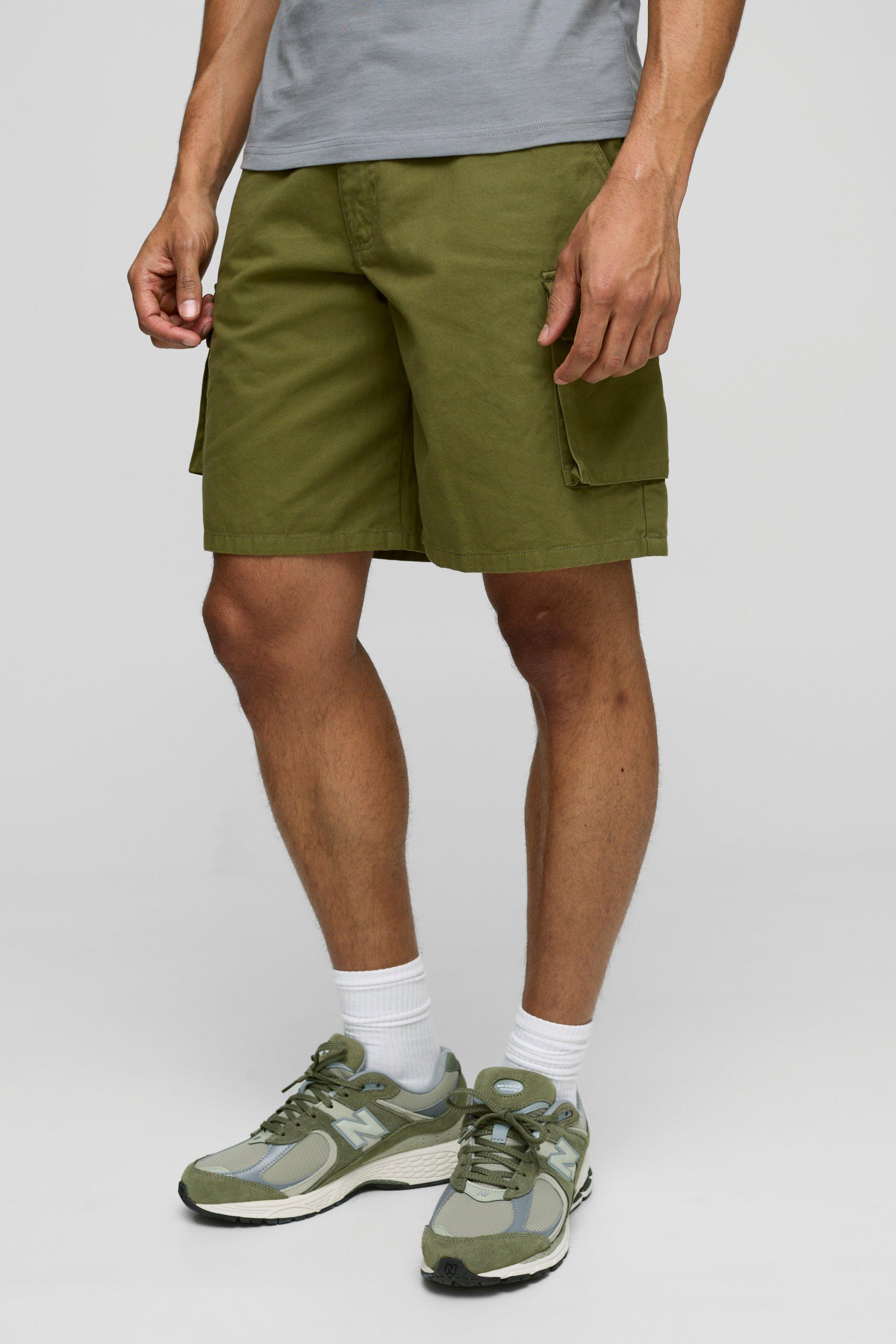 Pantaloncini Cargo Cargo in twill con vita fissa, Verde