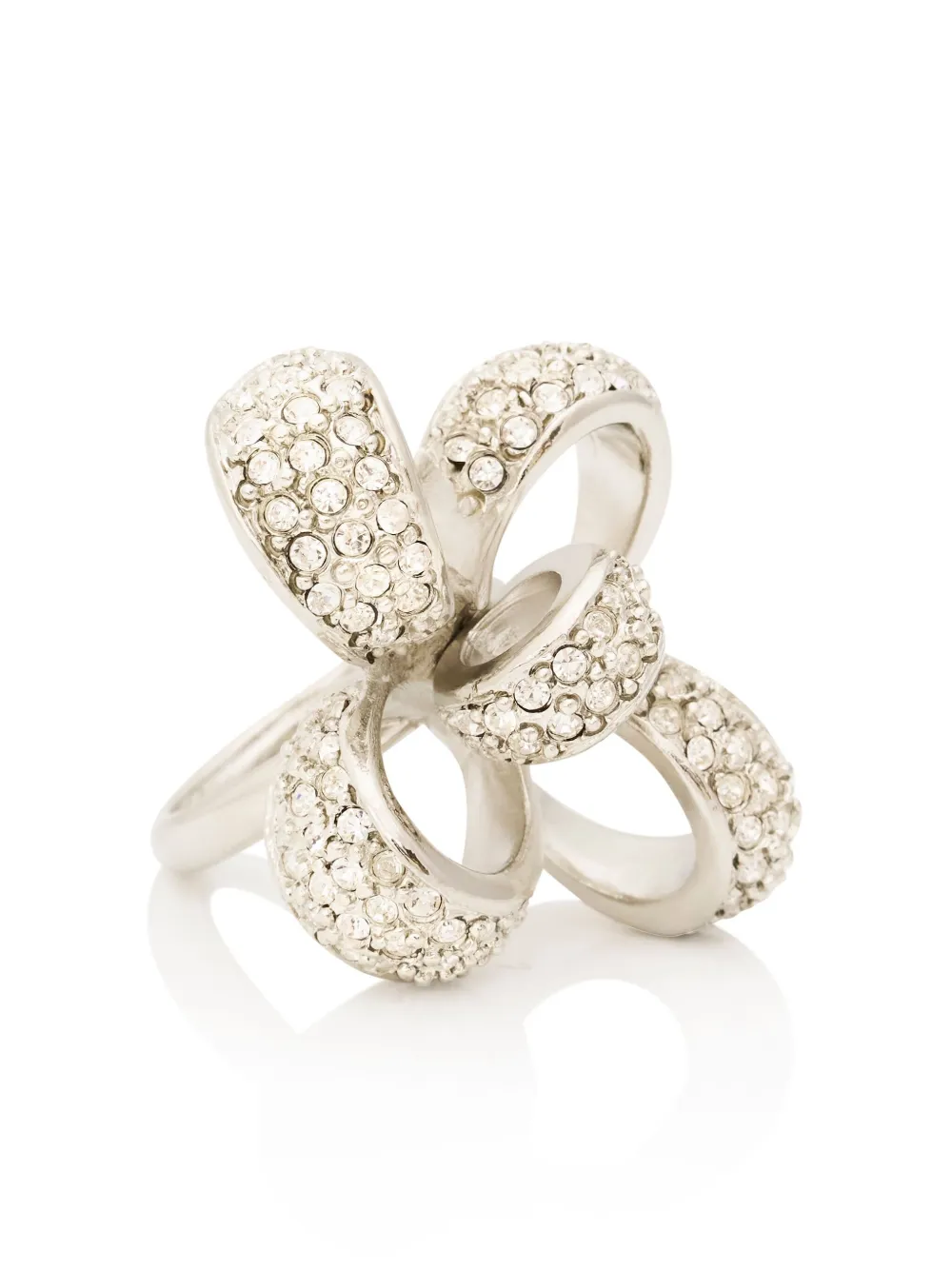 Kenneth Jay Lane Anello con cristalli - Argento