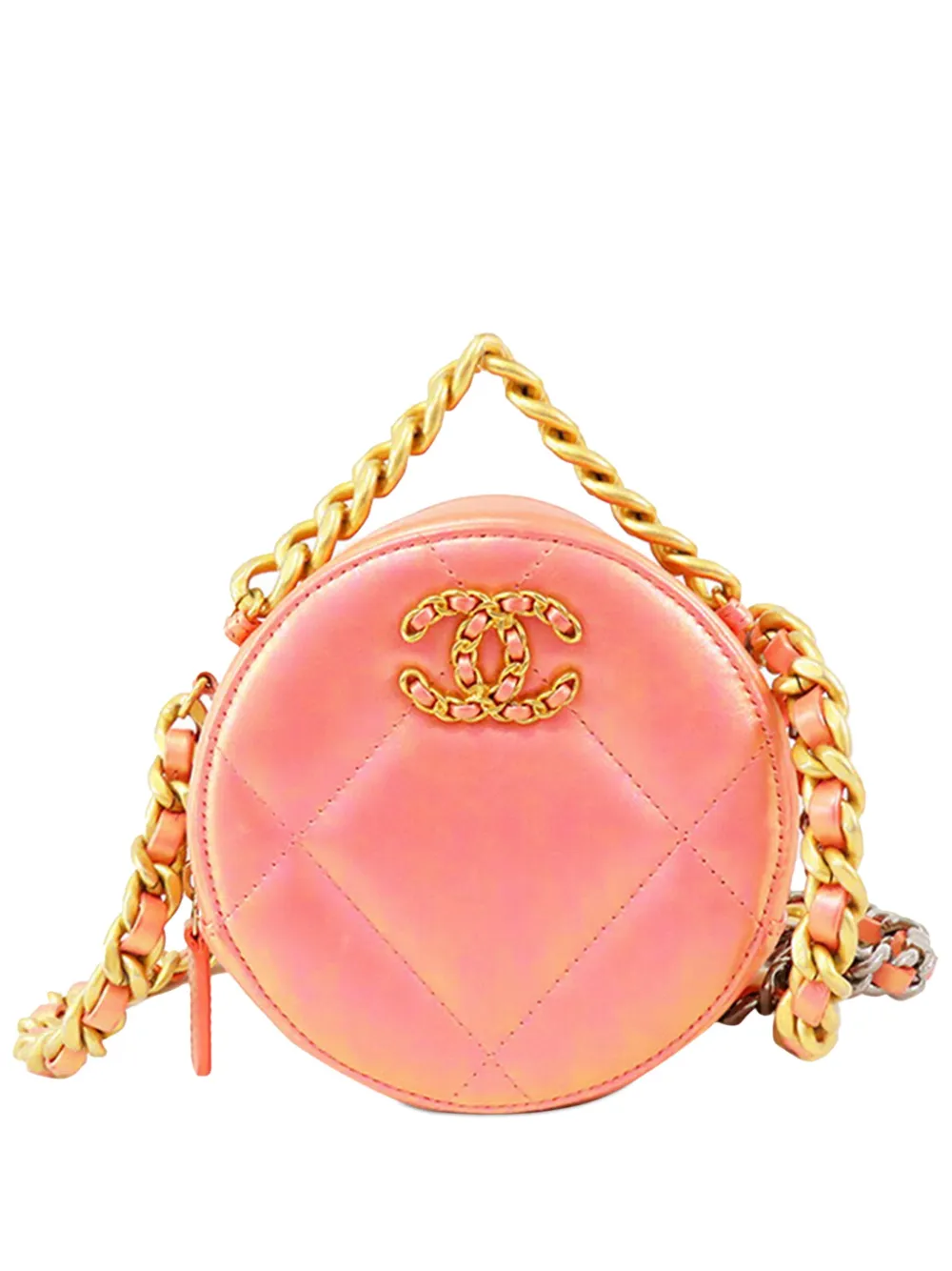 CHANEL Pre-Owned 2020 Iridescent Lambskin 19 Round Clutch with Chain satchel - Rosa