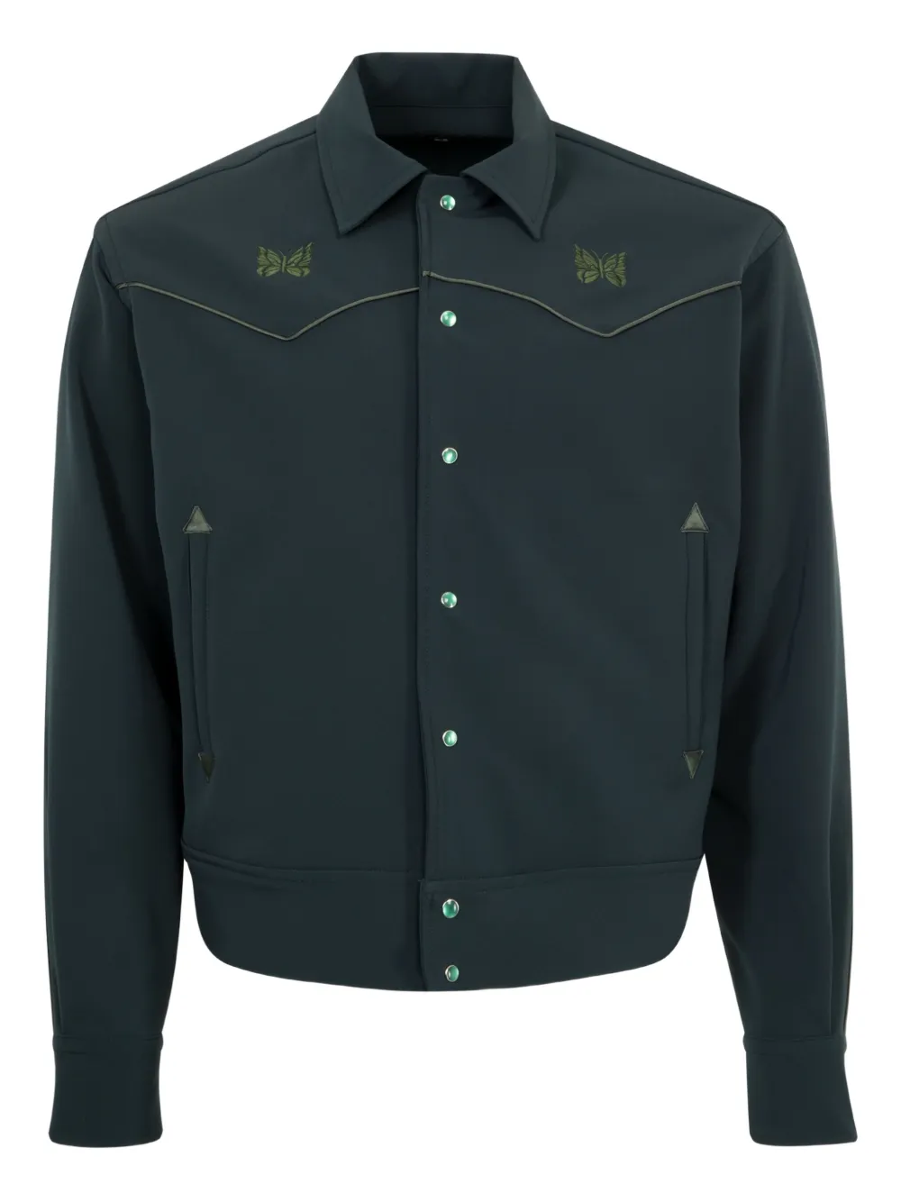 Needles embroidered shirt jacket - Verde