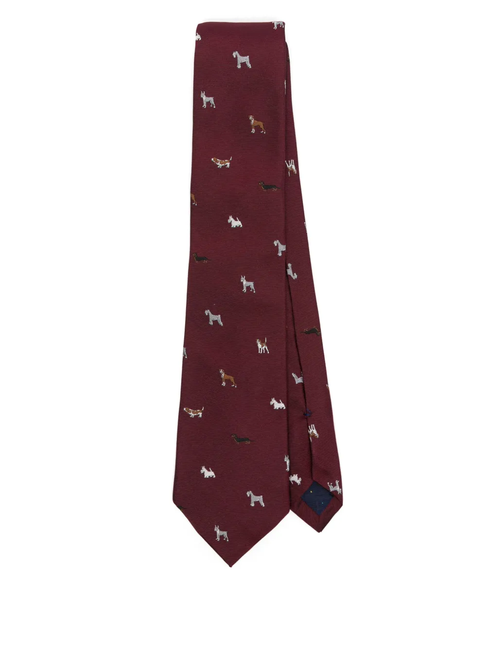 Paul Smith Dogs-embroidery tie - Rosso