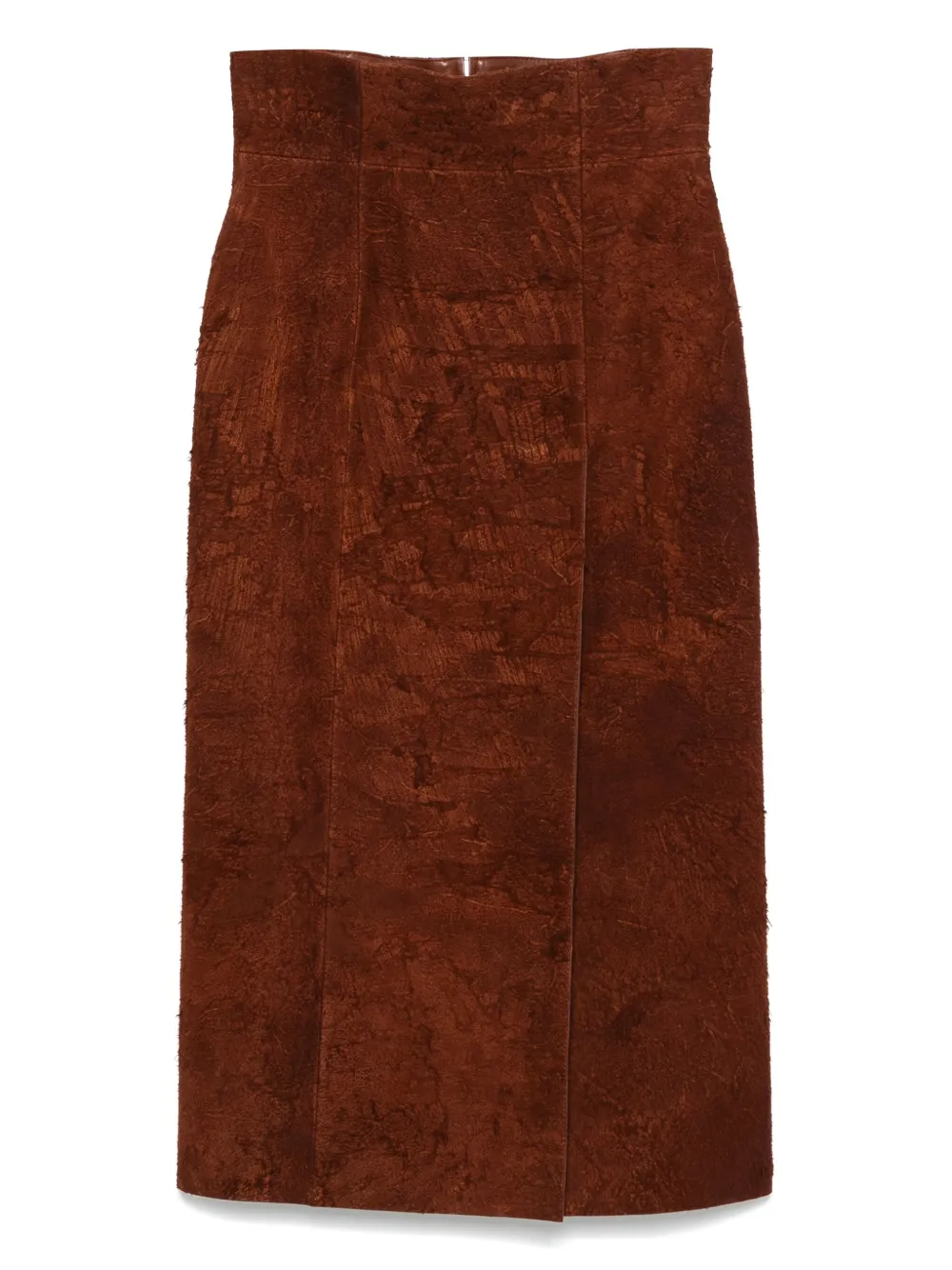 Alexander McQueen suede midi skirt - Marrone