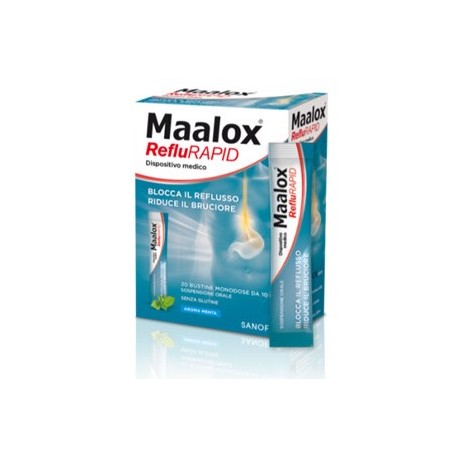 Maalox - Sanofi Maalox Reflurapid 20 Bustine per il Reflusso Gastroesofageo