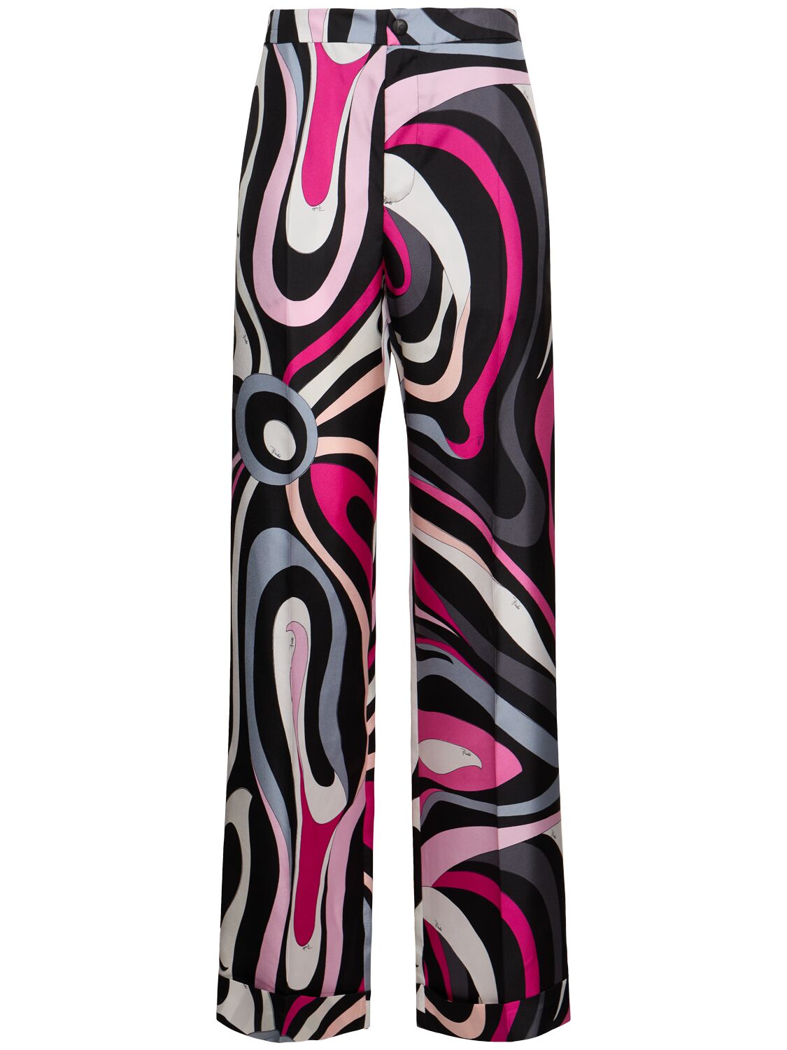 Printed Silk Twill Wide Pants