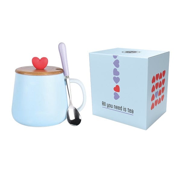 Himalaya Handy Heart Light Blue Tazza Con Cucchiaino 450 Ml