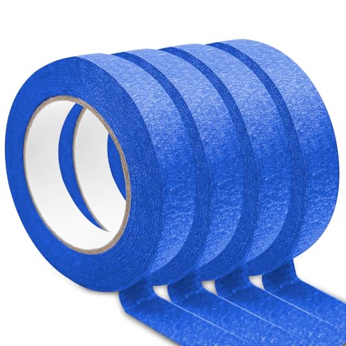 Wingluge 4 Rotoli Nastro Di Mascheratura 24Mm X 50M, Nastro Carta Imbianchino, Nastro Per Mascheratura Di Precisione, Nastro Adesivo Per Pittura, Per