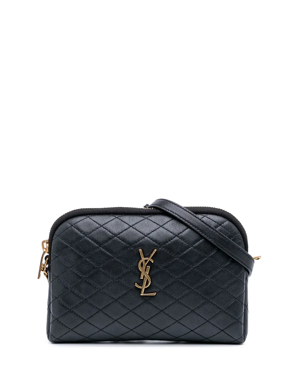 Saint Laurent Pre-Owned 2022 Mini Quilted Lambskin Gaby Zippered Pouch crossbody bag - Nero