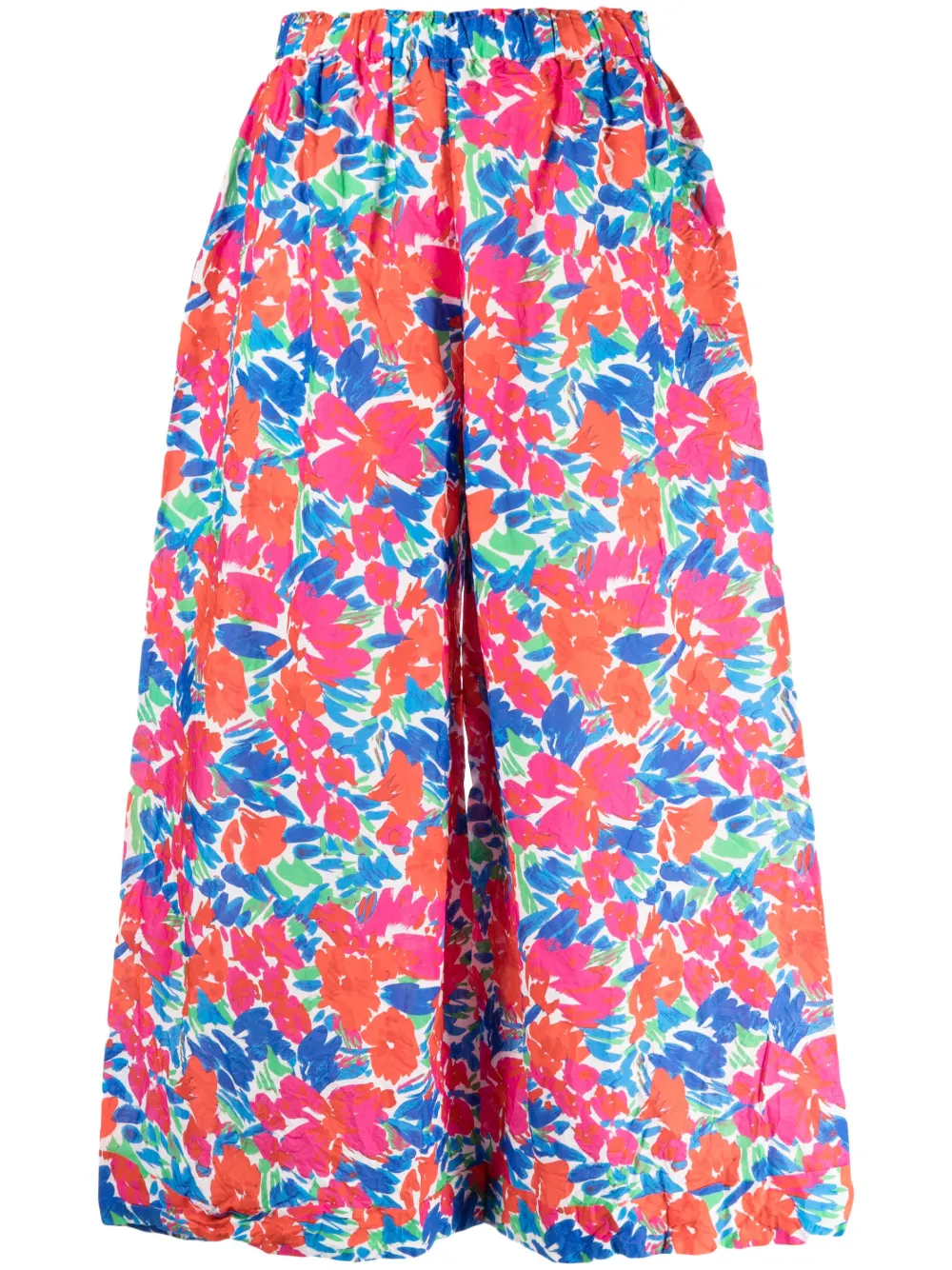 Daniela Gregis Pantaloni a fiori crop - Bianco