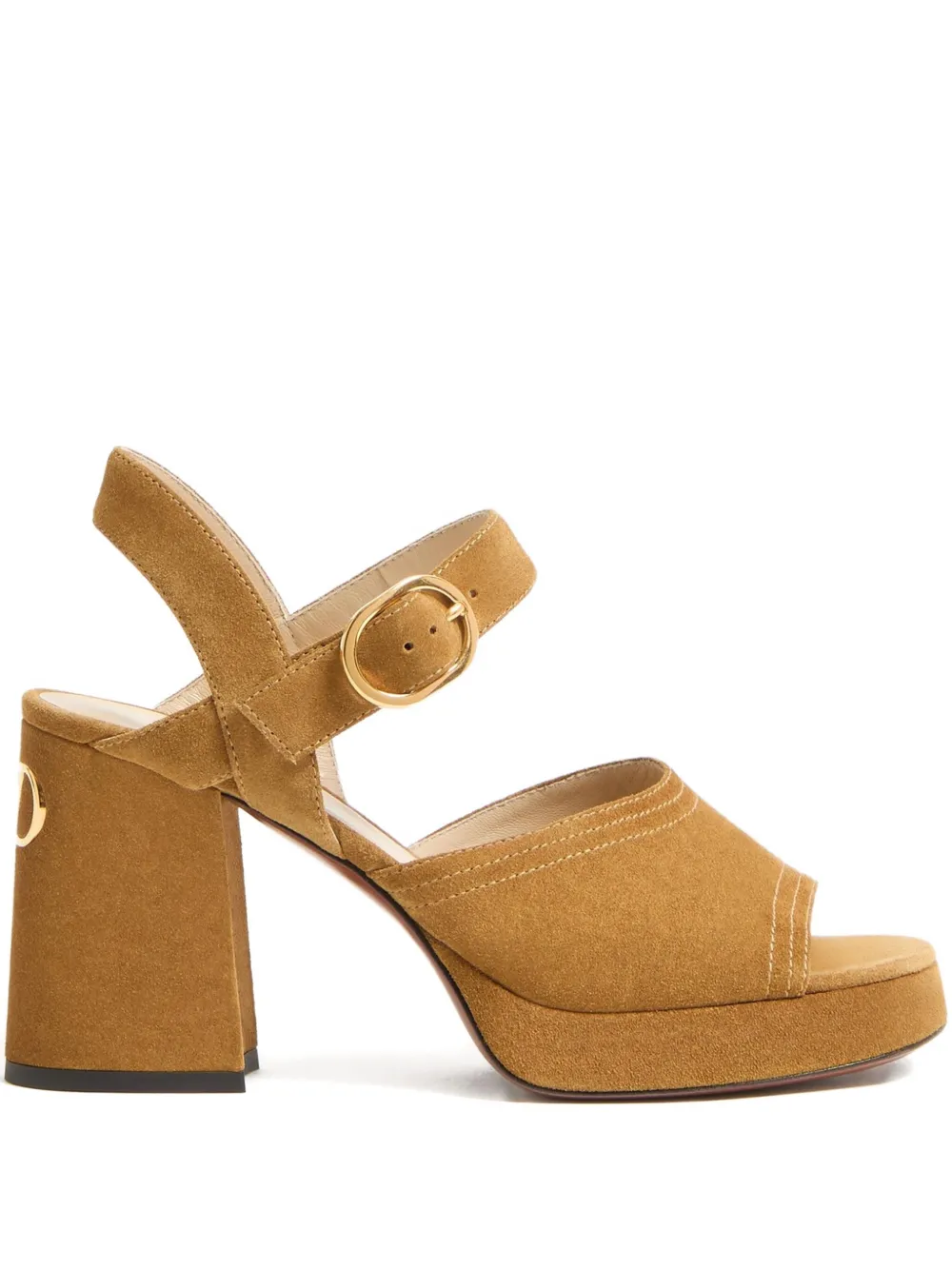 Valentino Garavani FAWCETTE PLATFORM CRUST LEATHER SANDAL 100MM - Marrone
