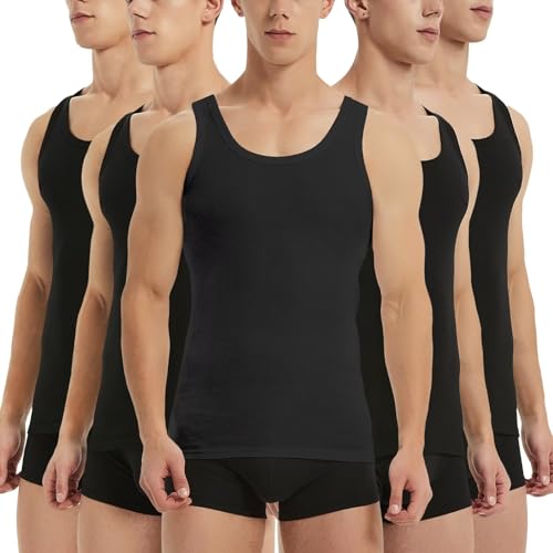 Icereco Canottiera Uomo Estiva Canottiere Uomo Nero Canotta Running Uomo 100% Cotone Canotte Sportive Bodybuilding L
