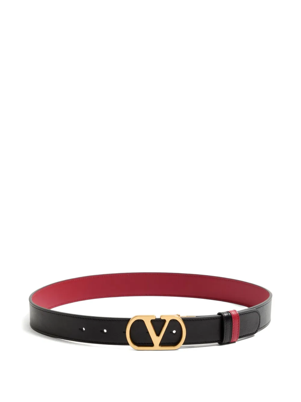 Valentino Garavani VLOGO SIGNATURE REVERSIBLE SHINY CALFSKIN BELT 30 MM - Nero