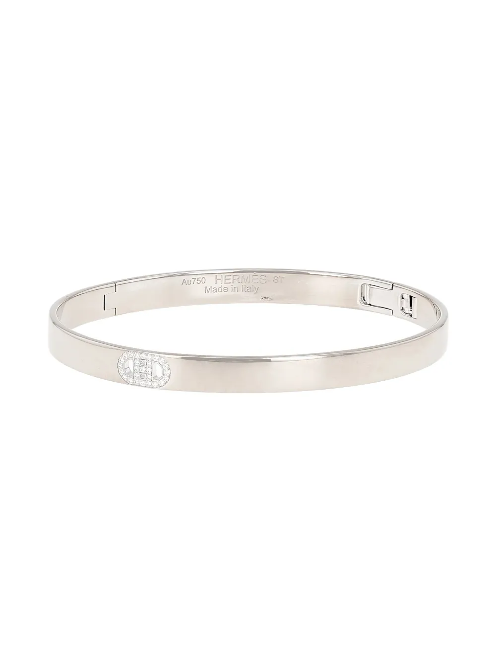Hermès Pre-Owned white gold H d'ancre diamond bracelet - Argento