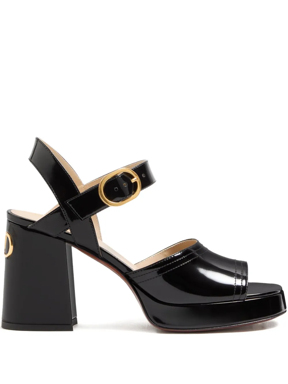 Valentino Garavani FAWCETTE PLATFORM SANDAL IN POLISHED CALFSKIN 100MM - Nero