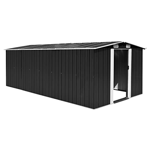 Vidaxl Capanno Da Giardino Metallo Antracite 257X489X181 Cm Casetta Attrezzi