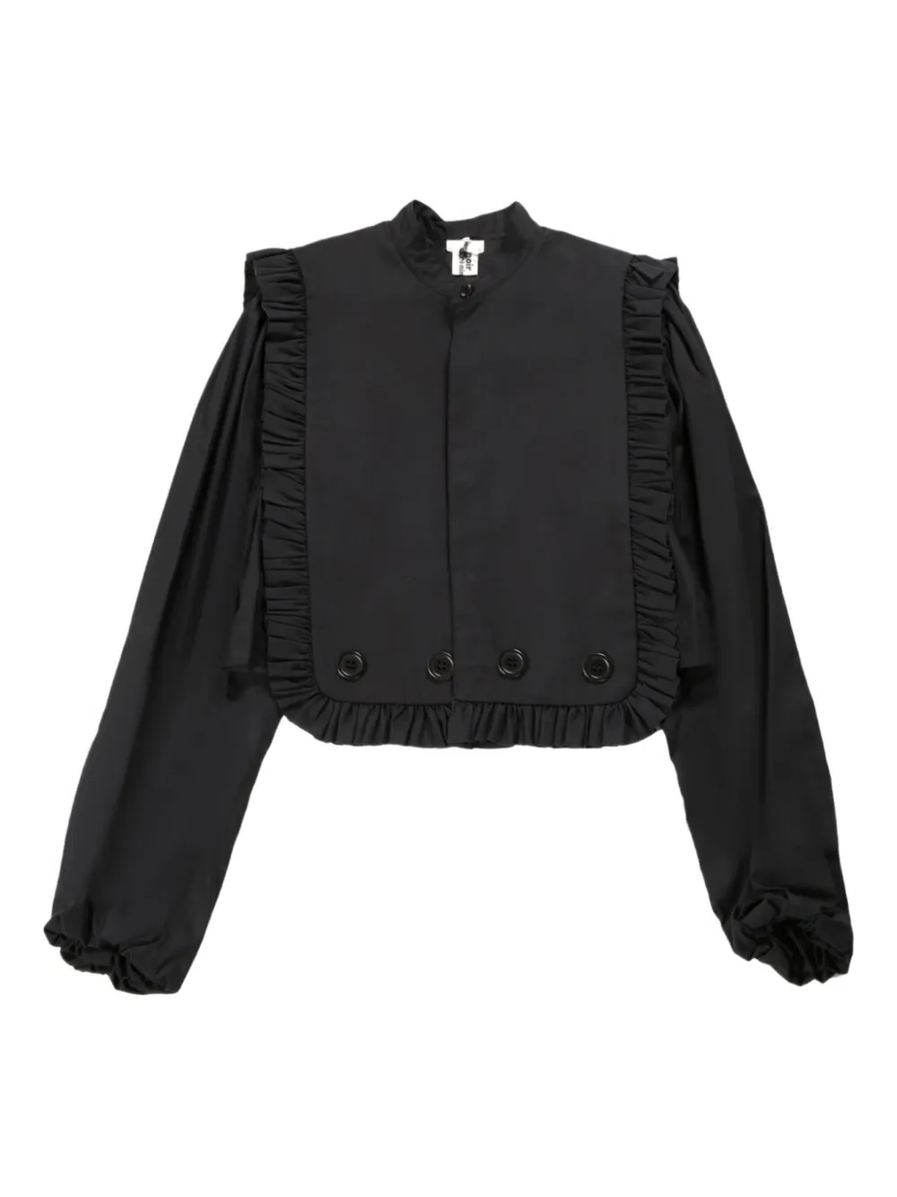 Noir Kei Ninomiya ruffle-detail cropped jacket - Nero