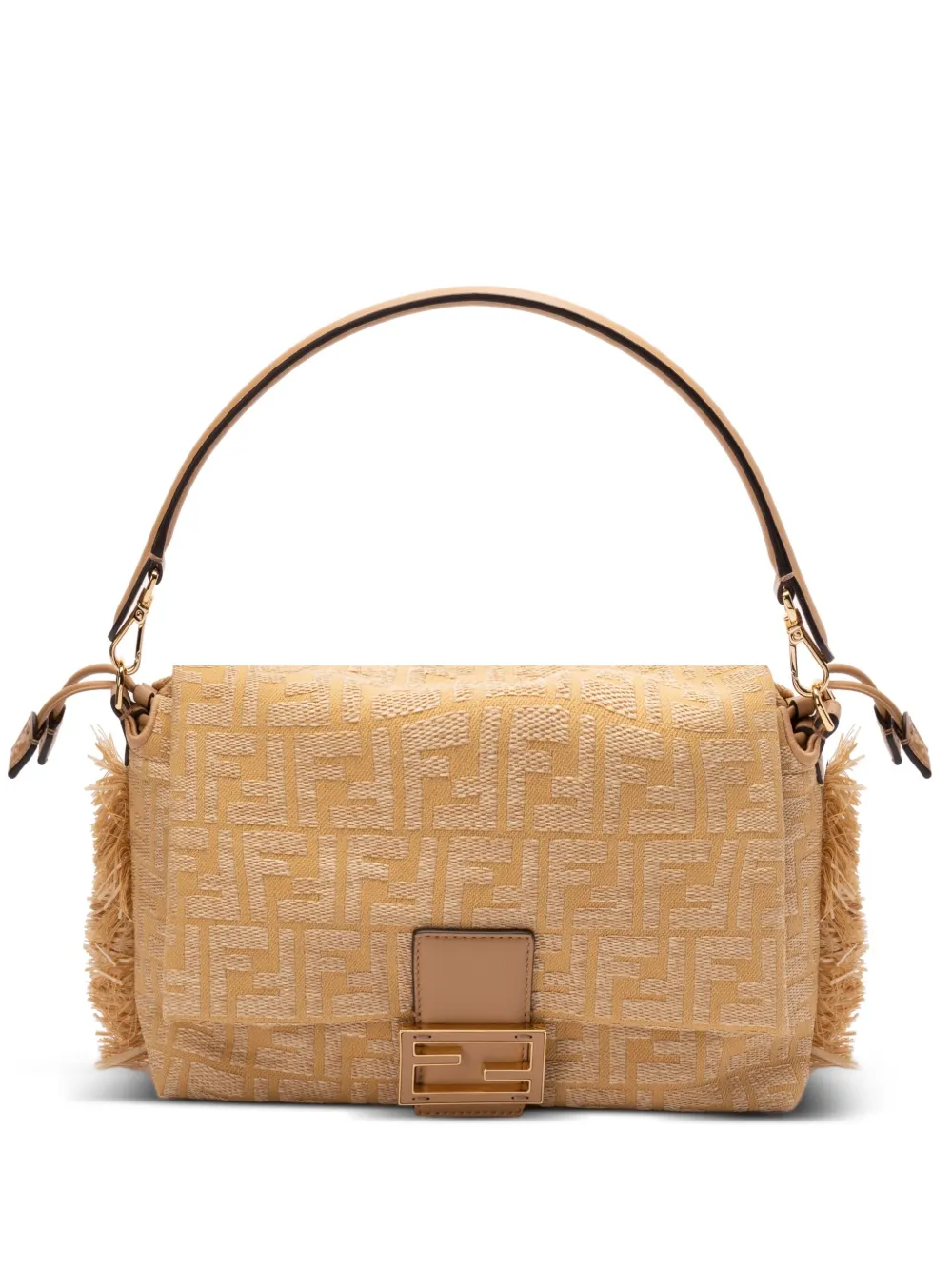 FENDI Borsa a spalla Mamma con motivo Zucca con frange - Toni neutri