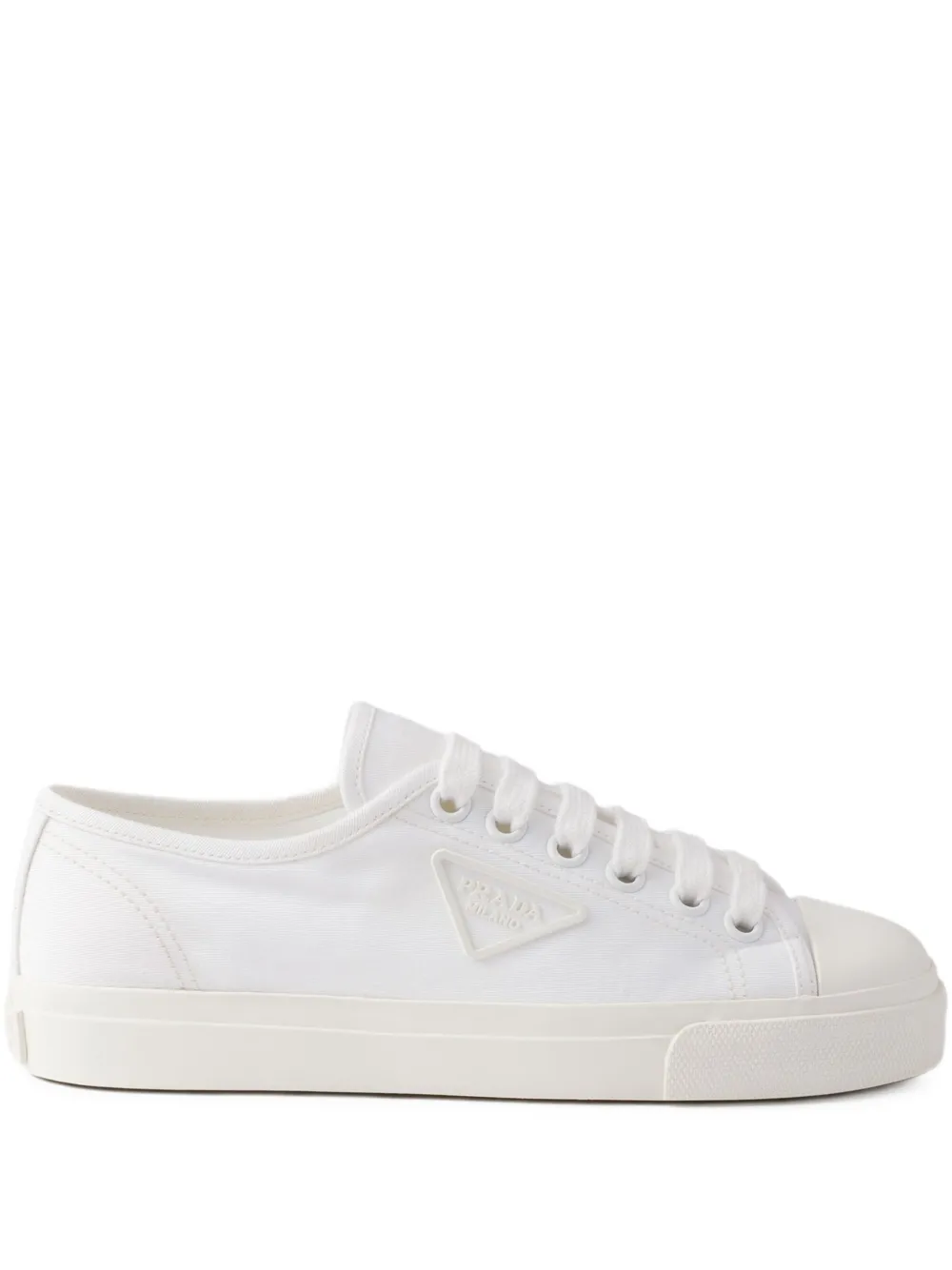 Prada triangle-logo canvas sneakers - Bianco