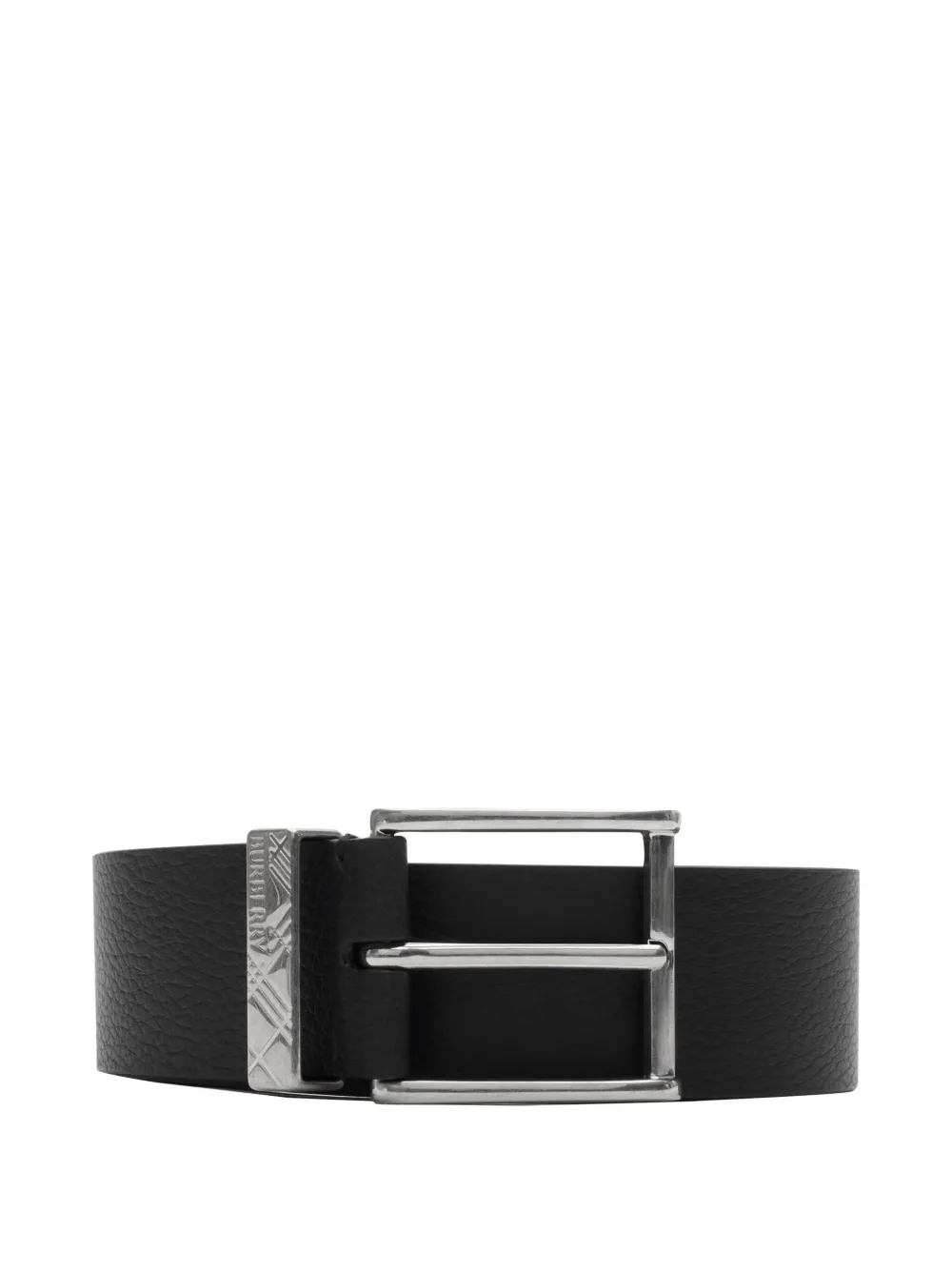 Burberry engraved-check leather belt - Nero