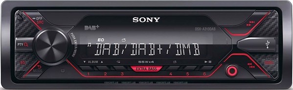 Sony DSX-A310KIT Autoradio Dab/Dab Plus con usb Nero, Rosso 220 W