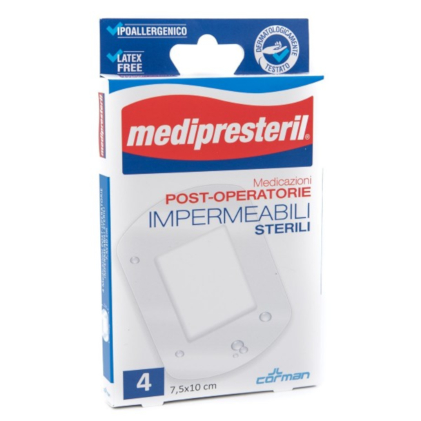 Medipresteril Medicazioni Post Operatorie Impermeabili Sterili 7,5 X 10cm 4 Pezzi