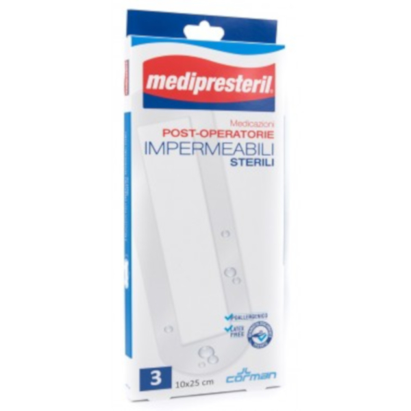 Medipresteril Medicazioni Post Operatorie Impermeabili Sterili 10X25cm 3 Pezzi
