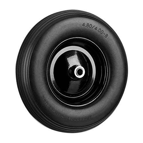 Relaxdays 1X Ruota Per Carriola 4.80 4.00-8 In Gomma Piena Cerchione Di Acciaio, Antipanne, Carico Max 100 Kg, Nero